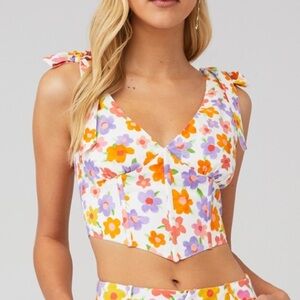 Peppermayo x Revolve Multicolor Floral Bustier Top Size 4